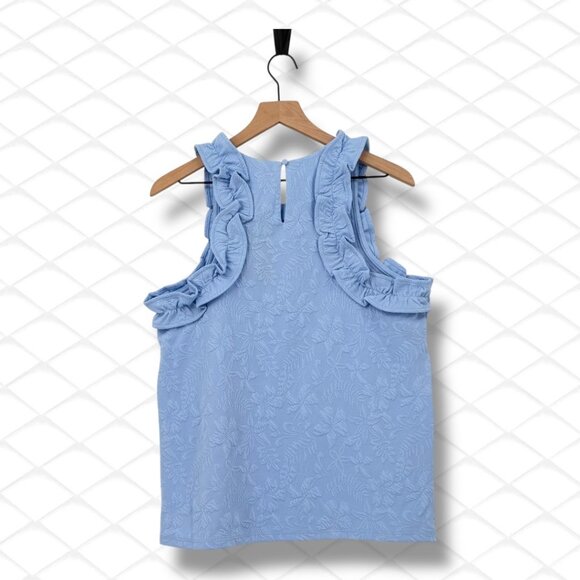 NWT Crown & Ivy Wonka Peri Quilted Ruffle Top Size L - Picture 3 of 3